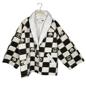 Urban Outfitters Checkered Jacket With Peace & Mushroom Print, XS/S